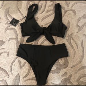 Zaful black front knot bikini